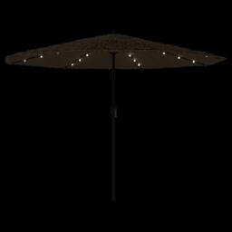 Berkfield Home Durable Garden Parasol with LEDs & Steel Pole Brown 324x324x247 cm in Tan - Size: 324 x 324 x 247 cm - thumbnail 8