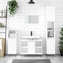 Berkfield Home Bathroom Cabinet High Gloss White 80x33x60 cm Engineered Wood - Size: 80 x 33 x 60 cm