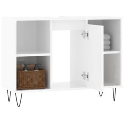 Berkfield Home Bathroom Cabinet High Gloss White 80x33x60 cm Engineered Wood - Size: 80 x 33 x 60 cm - thumbnail 4