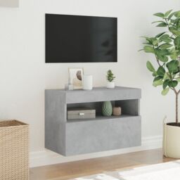 Berkfield Home TV Wall Cabinet with LED Lights Concrete Grey 60x30x40 cm - Size: 60 x 30 x 40 cm - thumbnail 5