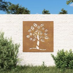 Berkfield Home Garden Wall Decoration 55x55 cm Corten Steel Tree Design in Brown