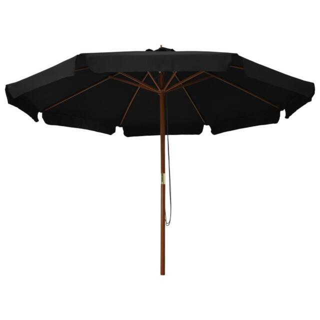 Berkfield Home Outdoor Parasol with Wooden Pole 330 cm Black - image 1