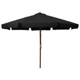Berkfield Home Outdoor Parasol with Wooden Pole 330 cm Black - thumbnail 2
