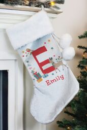 Personalised Memento Company Personalised Initial Reindeer Christmas Stocking in Grey - thumbnail 3