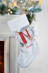 Personalised Memento Company Personalised Initial Reindeer Christmas Stocking in Grey - thumbnail 4