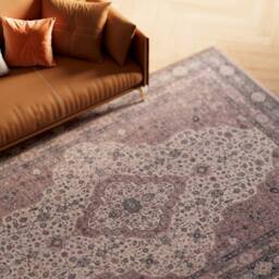 Kukoon Beige Medallion Washable & Non Slip Distressed Living Room Area Rug - Size: 120 cm x 170 cm - thumbnail 2