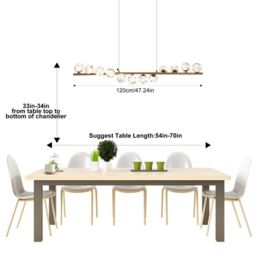 Garwarm 12 - Light LED Dimmable Linear Kitchen Island Pendant Gold - thumbnail 5