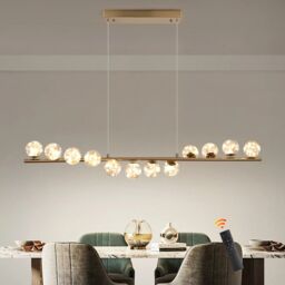Garwarm 12 - Light LED Dimmable Linear Kitchen Island Pendant Gold