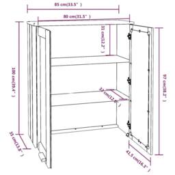 Berkfield Home Top for Highboard HAMAR Dark Grey 85x35x100cm Solid Wood Pine - Size: 85 x 35 x 100 cm - thumbnail 9