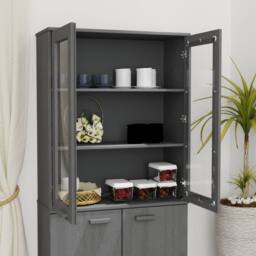 Berkfield Home Top for Highboard HAMAR Dark Grey 85x35x100cm Solid Wood Pine - Size: 85 x 35 x 100 cm - thumbnail 6