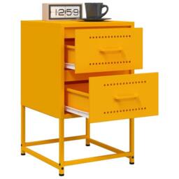 Berkfield Home Durable Bedside Cabinets 2 pcs Mustard Yellow 36x39x60.5 cm Steel - thumbnail 4