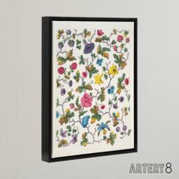 "Artery8 Louis Albert DuBois Floral Design For Textile Framed Canvas Art Print in White - Size: W12"" x H16""" - thumbnail 2