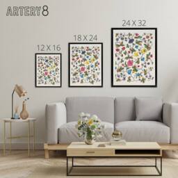 "Artery8 Louis Albert DuBois Floral Design For Textile Framed Canvas Art Print in White - Size: W12"" x H16""" - thumbnail 4