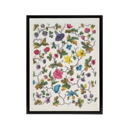 "Artery8 Louis Albert DuBois Floral Design For Textile Framed Canvas Art Print in White - Size: W12"" x H16""" - thumbnail 1