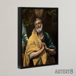"Artery8 Apostle Guilt Saint Peter in Tears El Greco Black Framed Canvas Art - Size: W12"" x H16""" - thumbnail 2