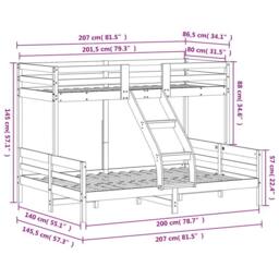 Berkfield Home Beautiful Bunk Bed without Mattress 80x200/140x200 cm White Solid Wood - thumbnail 9