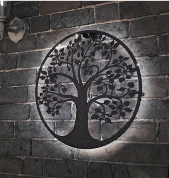 Garden Greatness Tree Of Life Solar Garden Wall Light in Black - Size: 1 Pack