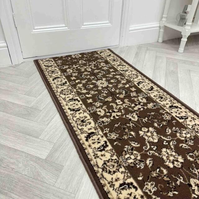 runrug Hallway Runner Rug - Non-Slip, Hardwearing, 5.4mm - 'Icona' in Brown - Size: 70 cm x 150 cm - image 1
