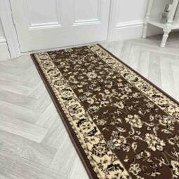 runrug Hallway Runner Rug - Non-Slip, Hardwearing, 5.4mm - 'Icona' in Brown - Size: 70 cm x 150 cm - thumbnail 1