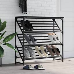 Berkfield Home Shoe Rack Black 90x30x85 cm Engineered Wood - Size: 90 x 30 x 85 cm - thumbnail 2