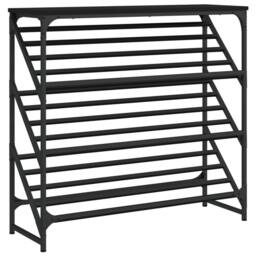 Berkfield Home Shoe Rack Black 90x30x85 cm Engineered Wood - Size: 90 x 30 x 85 cm - thumbnail 1