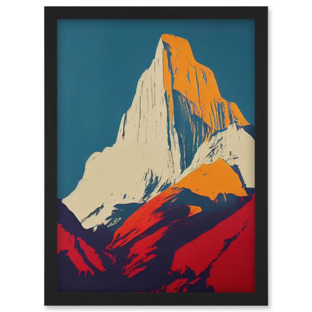 Artery8 El Capitan Rock Yosemite Valley Pop Art Yellow Red Artwork Framed Wall Art Print A4 in Black - image 1