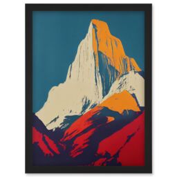 Artery8 El Capitan Rock Yosemite Valley Pop Art Yellow Red Artwork Framed Wall Art Print A4 in Black - thumbnail 1