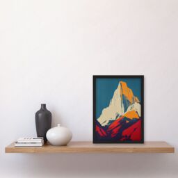 Artery8 El Capitan Rock Yosemite Valley Pop Art Yellow Red Artwork Framed Wall Art Print A4 in Black - thumbnail 2