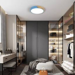 Pheashine Round Wood LED Ceiling Light, 24W 6500K Modern Macaron Style 32cm Lamp in Blue - thumbnail 7