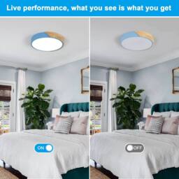 Pheashine Round Wood LED Ceiling Light, 24W 6500K Modern Macaron Style 32cm Lamp in Blue - thumbnail 4