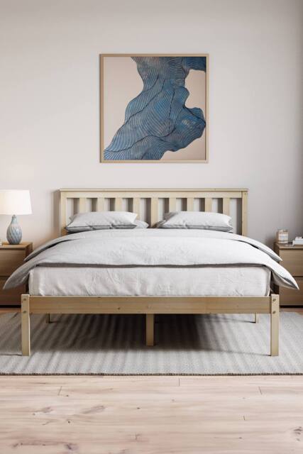 HD Designs Milan Single Double King Size Wooden Bed Low Foot Bedroom Furniture in Brown - image 1