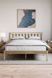HD Designs Milan Single Double King Size Wooden Bed Low Foot Bedroom Furniture in Brown - thumbnail 1