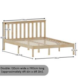 HD Designs Milan Single Double King Size Wooden Bed Low Foot Bedroom Furniture in Brown - thumbnail 3