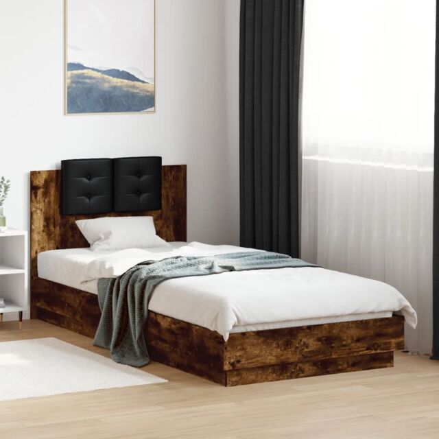 Berkfield Home Bed Frame without Mattress Smoked Oak 100x200 cm in Brown - image 1