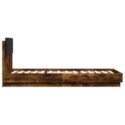 Berkfield Home Bed Frame without Mattress Smoked Oak 100x200 cm in Brown - thumbnail 5