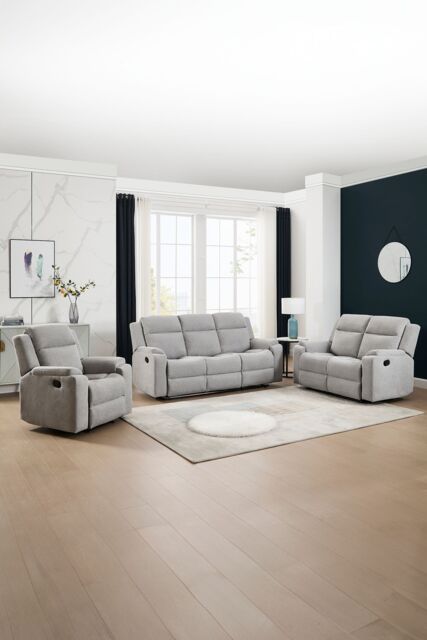 More4Homes Orka 1+2+3 Seater Fabric Manual Recliner Sofa Set in Grey