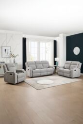 More4Homes Orka 1+2+3 Seater Fabric Manual Recliner Sofa Set in Grey