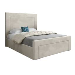 Casani Kemsing Upholstered Beige Soft Velvet Designer Bed Frame in Cream - Size: Double - thumbnail 3