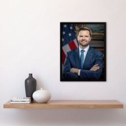 Artery8 United States 50th Vice President JD Vance Portrait Framed Wall Art in Blue - Size: A4 - thumbnail 4