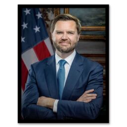 Artery8 United States 50th Vice President JD Vance Portrait Framed Wall Art in Blue - Size: A4 - thumbnail 1
