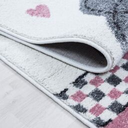 Bravich LTD Baby Elephant & Hearts Rug - Kids in Pink - Size: 120 cm x 170 cm - thumbnail 3