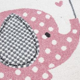 Bravich LTD Baby Elephant & Hearts Rug - Kids in Pink - Size: 120 cm x 170 cm - thumbnail 2