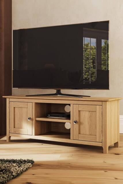 FWStyle Large 2 Door Natural Oak TV Unit in Brown - image 1