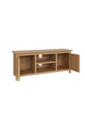 FWStyle Large 2 Door Natural Oak TV Unit in Brown - thumbnail 3