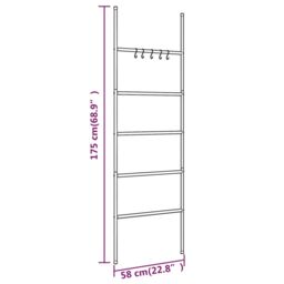 Berkfield Home Towel Rack Ladder with 5 Tiers Black 58x175 cm Iron - thumbnail 6