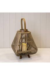 KDMD Small Bamboo Lantern with LED Candle in Light Brown