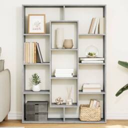 Berkfield Home Book Cabinet Concrete Grey 102x29x143 cm Engineered Wood - Size: 102 x 29 x 143 cm - thumbnail 2