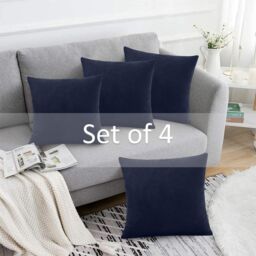 Luxury Living Set of 4 Velvet Chenille Cushions 45cm x 45cm with Removable Covers & Plush Pads - Soft, Stylish Home Décor - Size: 45 cm x 45 cm - thumbnail 2