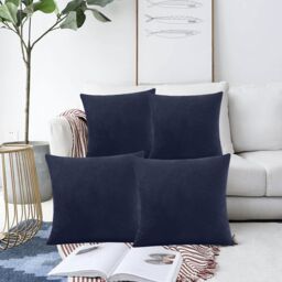 Luxury Living Set of 4 Velvet Chenille Cushions 45cm x 45cm with Removable Covers & Plush Pads - Soft, Stylish Home Décor - Size: 45 cm x 45 cm - thumbnail 1
