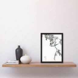 Artery8 Great Tit & Cypress Japanese Japanese Framed Wall Art Print Kashu - Size: A4 - thumbnail 4